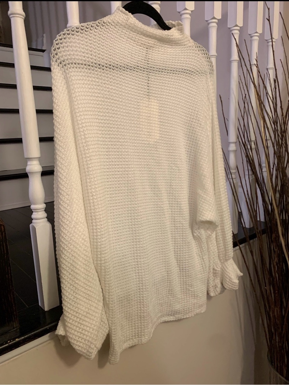 Women's White Waffle Knit Top